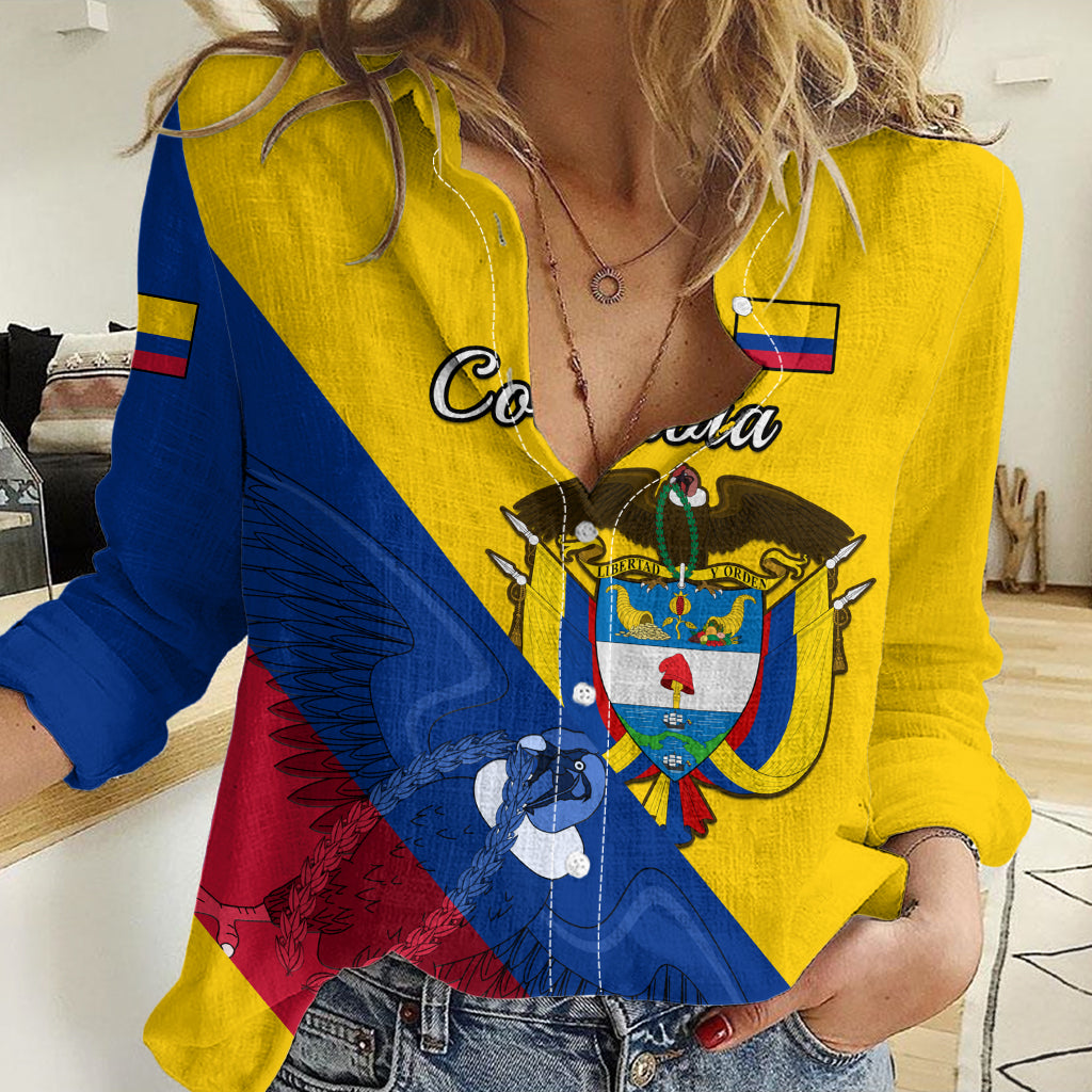 Personalised Colombia Women Casual Shirt Colombian Coat Of Arms With Andean Condor LT14