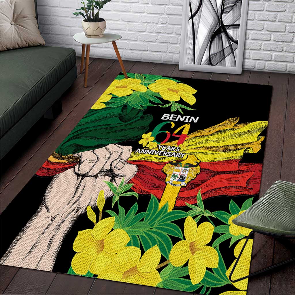 Benin National Day Area Rug Happy 64th Independence Anniversary Yellow Allamanda - Wonder Print Shop