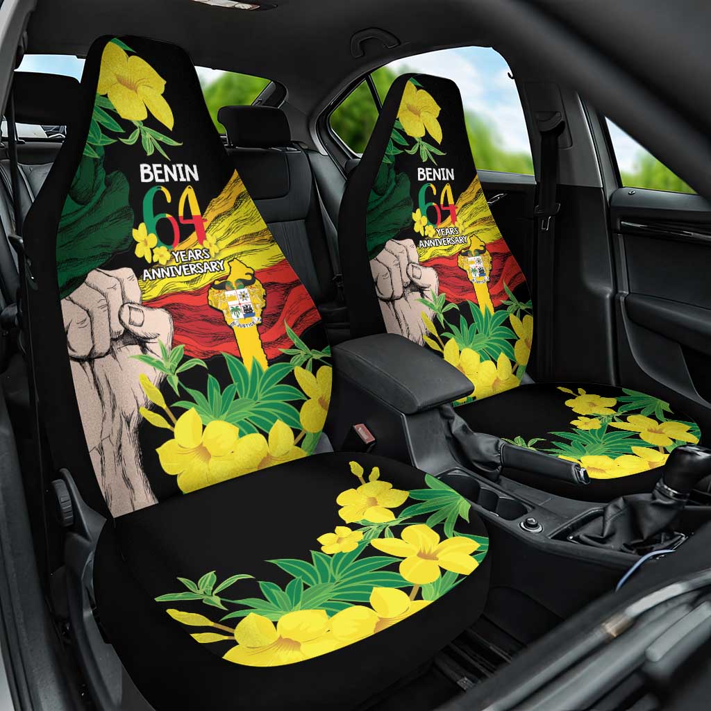 Benin National Day Car Seat Cover Happy 64th Independence Anniversary Yellow Allamanda - Wonder Print Shop