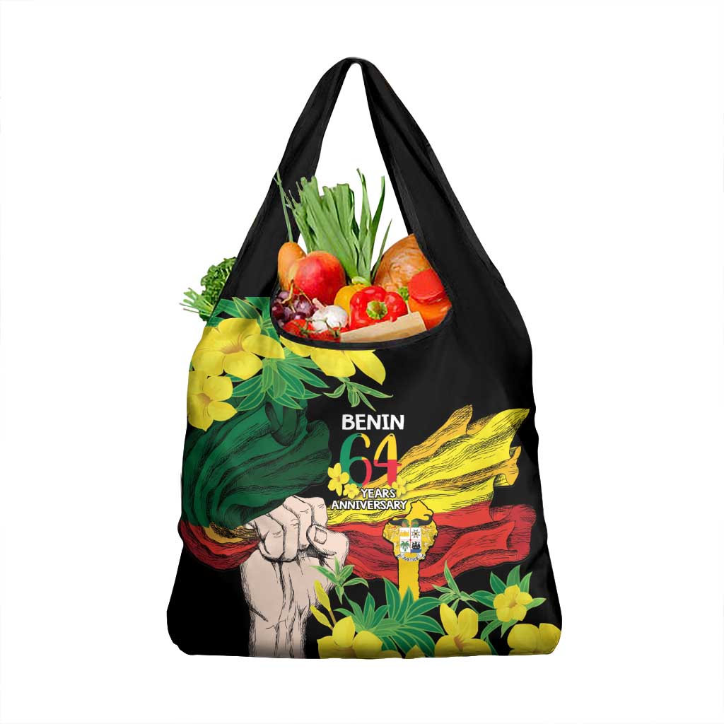 Benin National Day Grocery Bag Happy 64th Independence Anniversary Yellow Allamanda