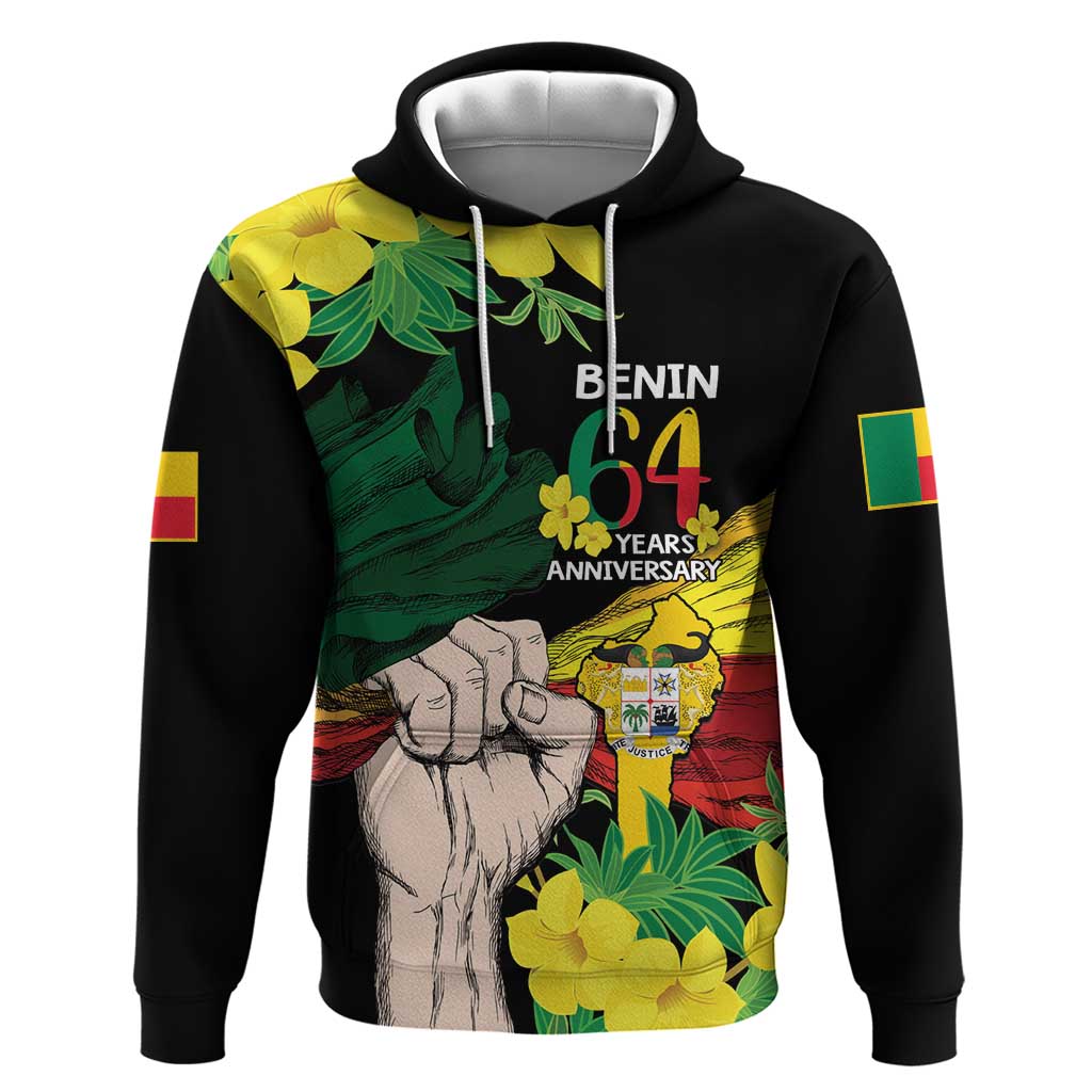 Benin National Day Hoodie Happy 64th Independence Anniversary Yellow Allamanda - Wonder Print Shop