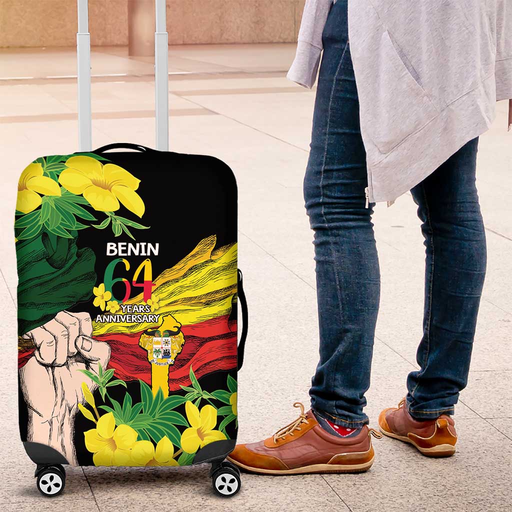 Benin National Day Luggage Cover Happy 64th Independence Anniversary Yellow Allamanda - Wonder Print Shop