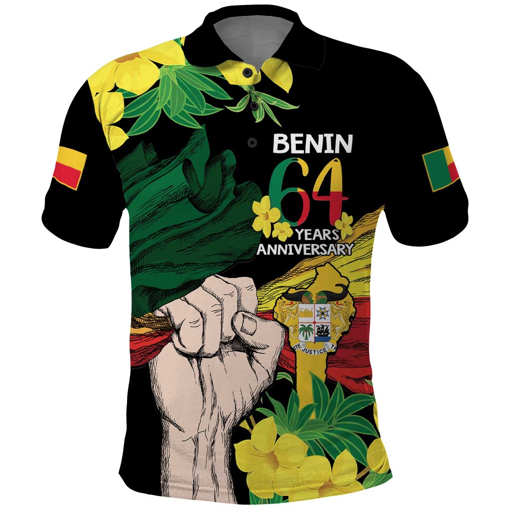 Benin National Day Polo Shirt Happy 64th Independence Anniversary Yellow Allamanda - Wonder Print Shop