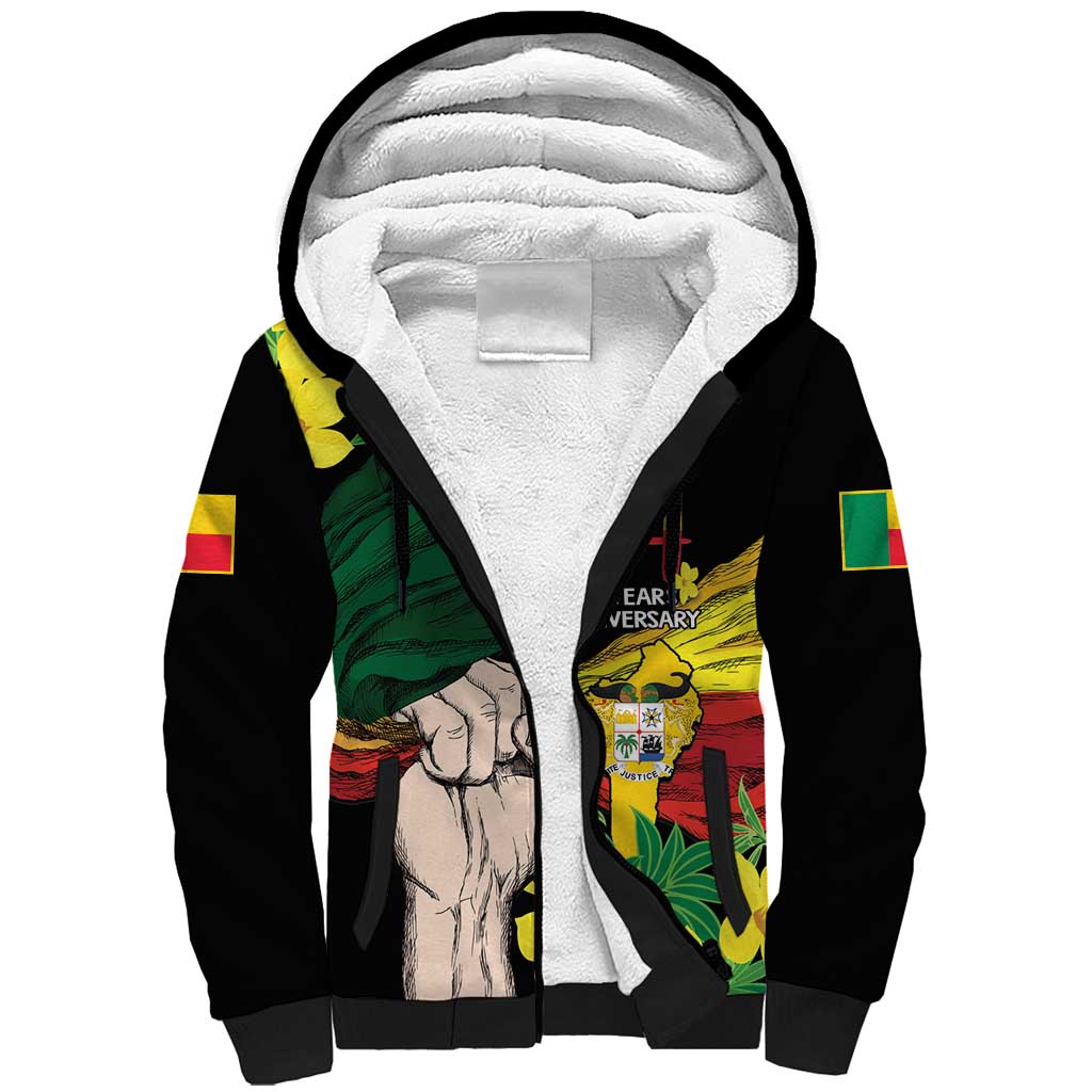 Benin National Day Sherpa Hoodie Happy 64th Independence Anniversary Yellow Allamanda - Wonder Print Shop