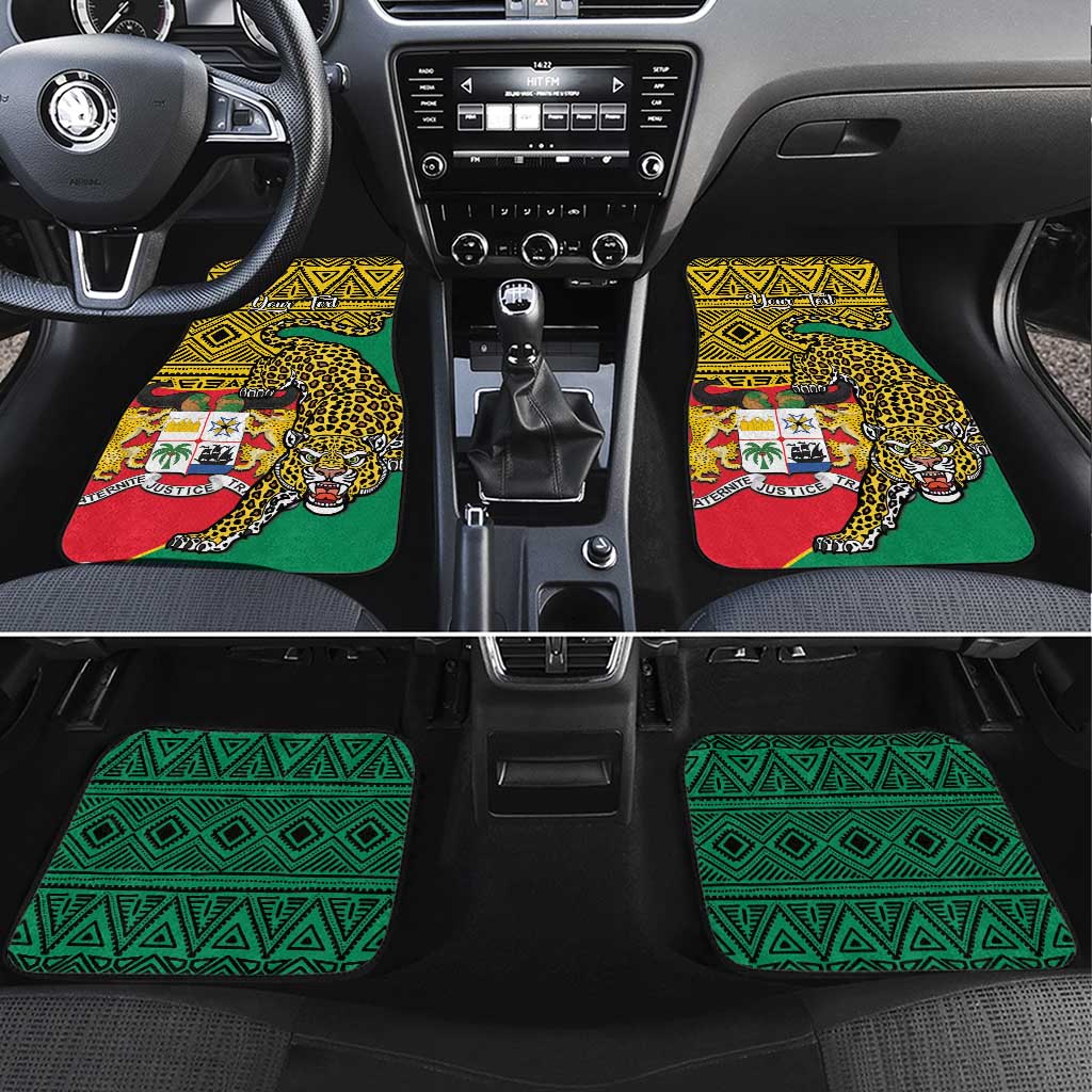 Personalised Benin National Day Car Mats Coat Of Arms With Leopard African Pattern - Wonder Print Shop