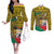 Personalised Benin National Day Couples Matching Off The Shoulder Long Sleeve Dress and Long Sleeve Button Shirt Coat Of Arms With Leopard African Pattern