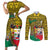 Personalised Benin National Day Couples Matching Short Sleeve Bodycon Dress and Long Sleeve Button Shirt Coat Of Arms With Leopard African Pattern - Wonder Print Shop