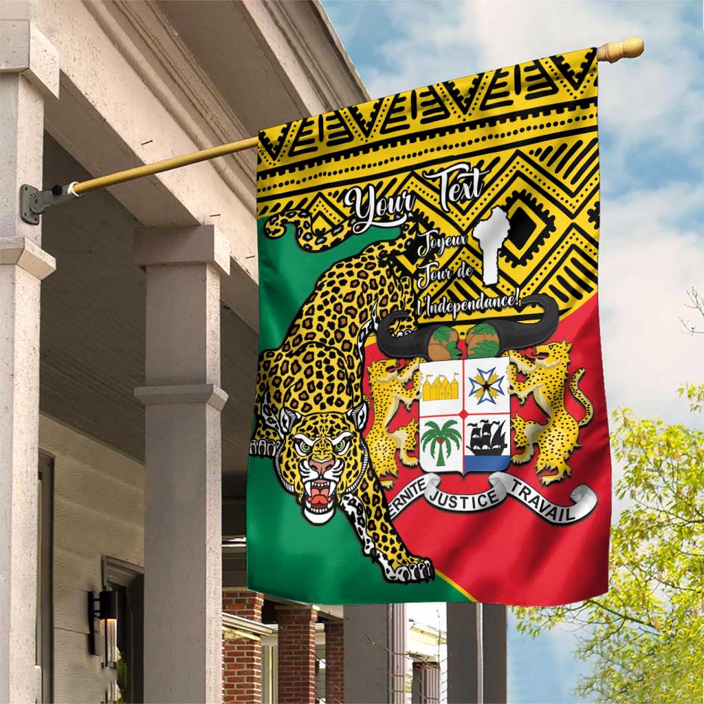 Personalised Benin National Day Garden Flag Coat Of Arms With Leopard African Pattern - Wonder Print Shop