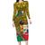 Personalised Benin National Day Long Sleeve Bodycon Dress Coat Of Arms With Leopard African Pattern - Wonder Print Shop