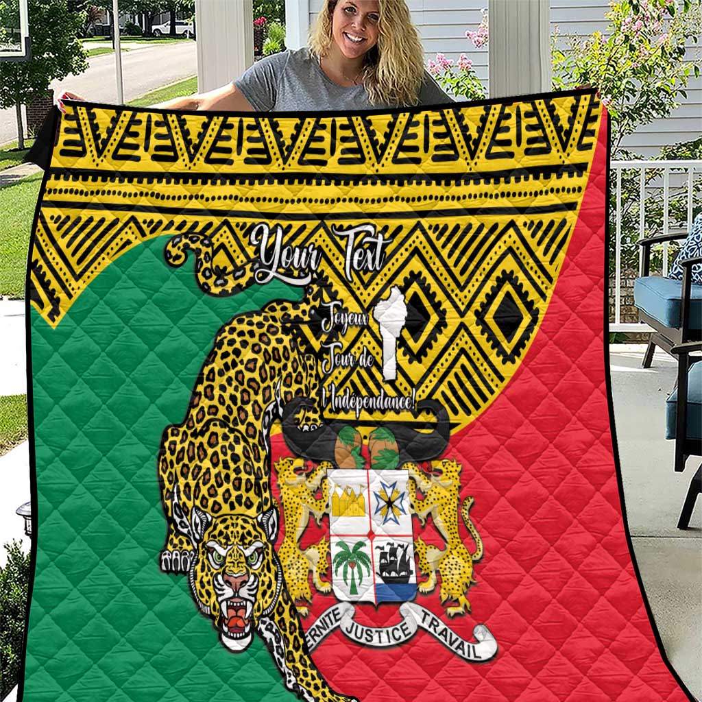 Personalised Benin National Day Quilt Coat Of Arms With Leopard African Pattern