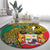 Personalised Benin National Day Round Carpet Coat Of Arms With Leopard African Pattern