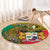 Personalised Benin National Day Round Carpet Coat Of Arms With Leopard African Pattern