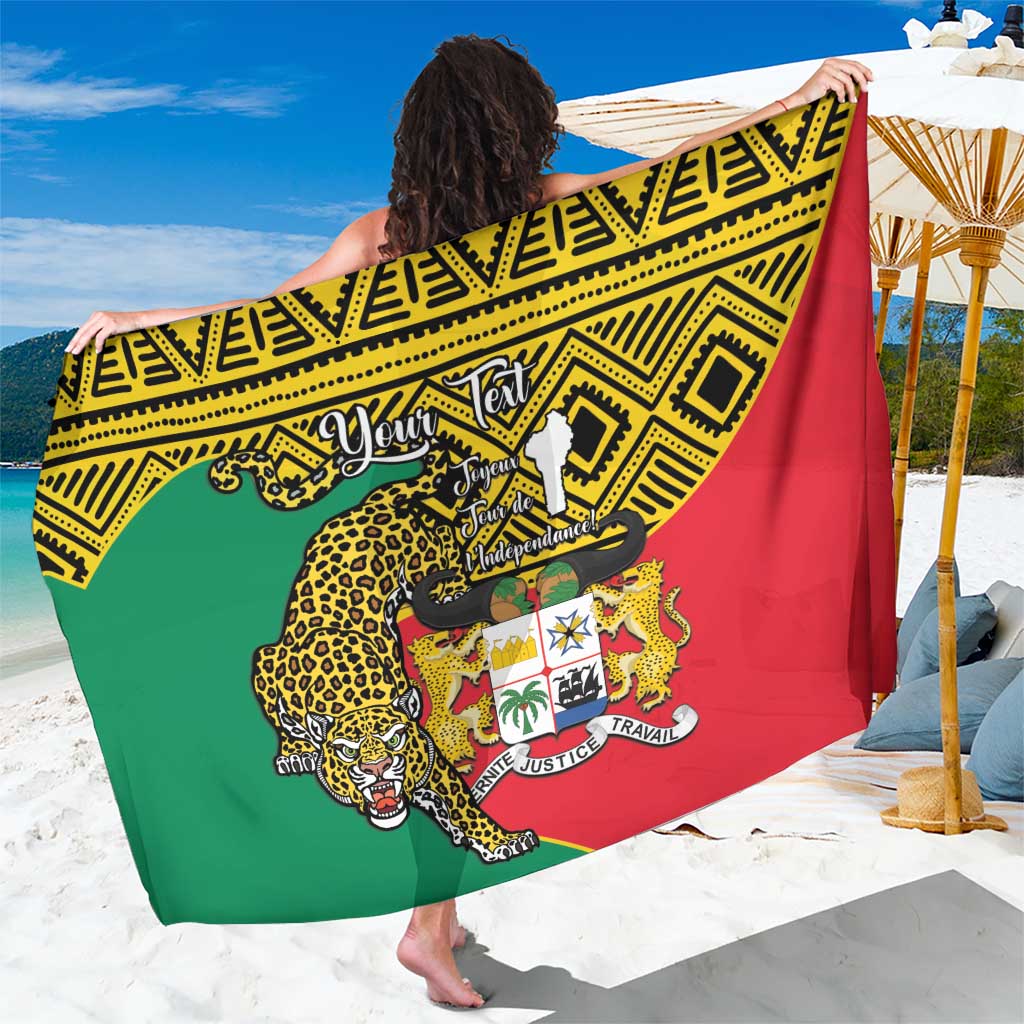 Personalised Benin National Day Sarong Coat Of Arms With Leopard African Pattern - Wonder Print Shop