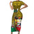 Personalised Benin National Day Short Sleeve Bodycon Dress Coat Of Arms With Leopard African Pattern - Wonder Print Shop