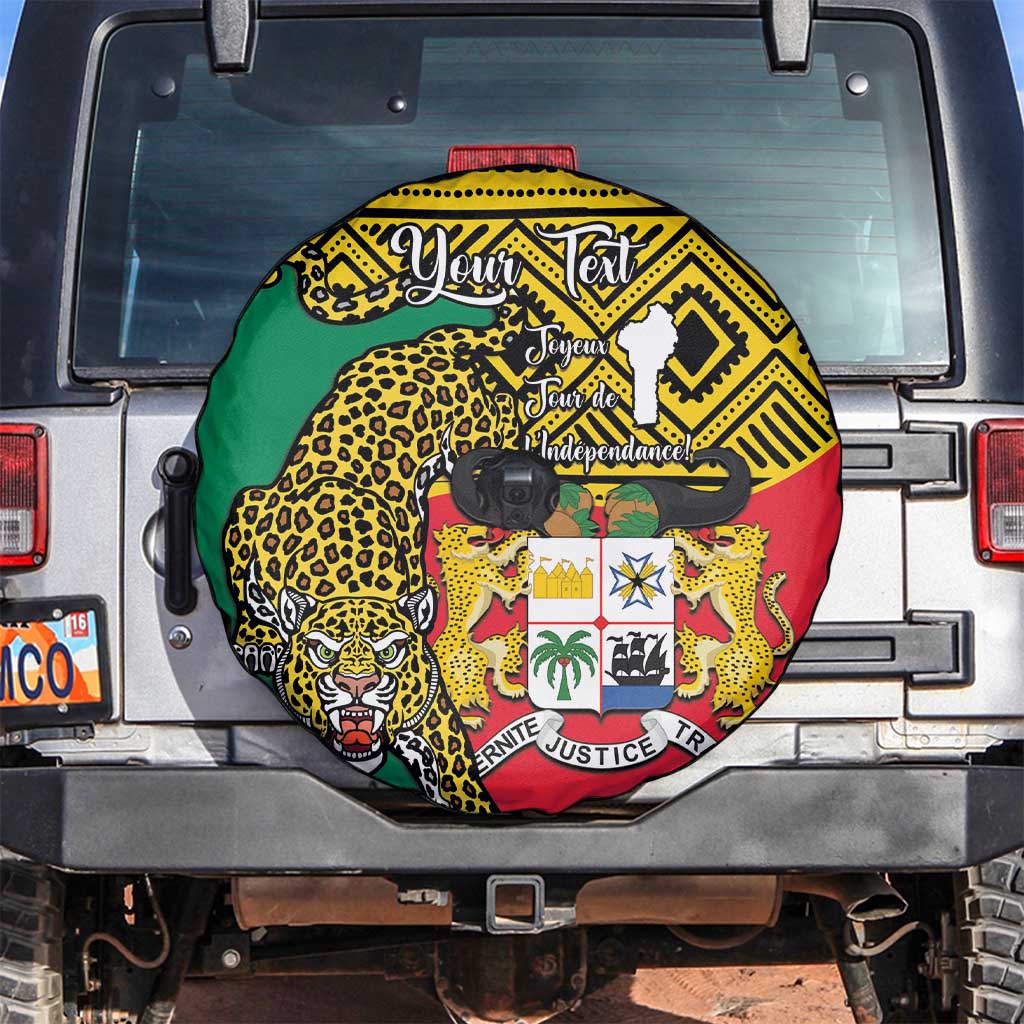 Personalised Benin National Day Spare Tire Cover Coat Of Arms With Leopard African Pattern - Wonder Print Shop