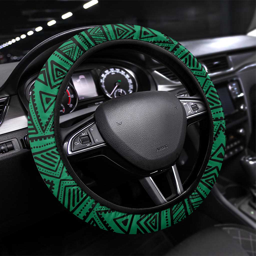 Benin National Day Steering Wheel Cover Coat Of Arms With Leopard African Pattern - Wonder Print Shop