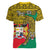 Personalised Benin National Day Women V-Neck T-Shirt Coat Of Arms With Leopard African Pattern