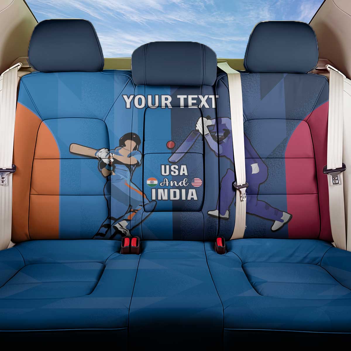 Custom USA and India Cricket Back Car Seat Cover 2024 Together Dynamic Style - Wonder Print Shop