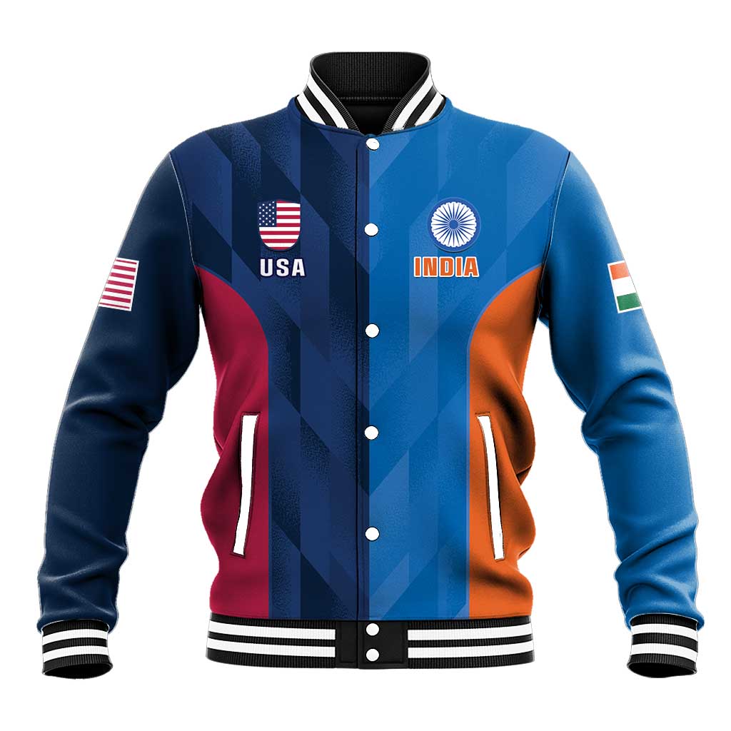 Custom USA and India Cricket Baseball Jacket 2024 Together Dynamic Style - Wonder Print Shop