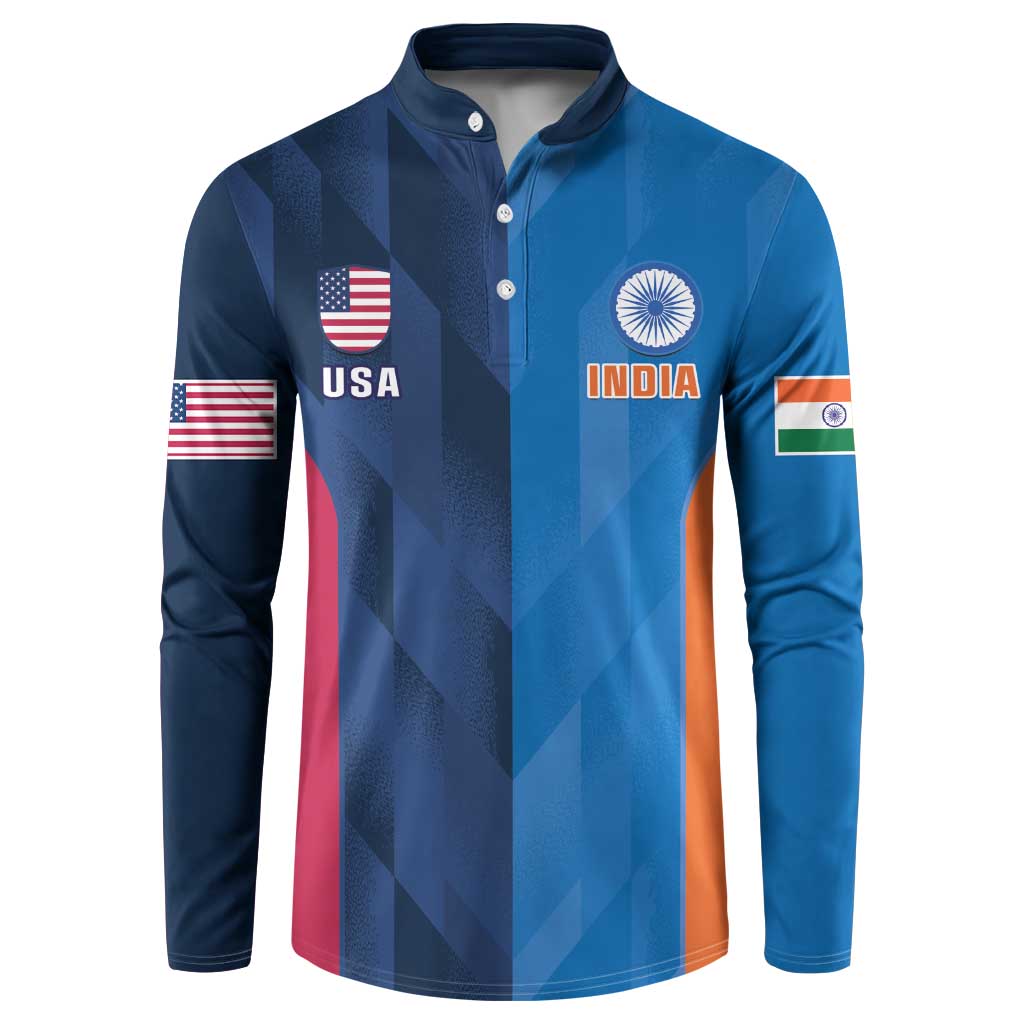 Custom USA and India Cricket Button Sweatshirt 2024 Together Dynamic Style - Wonder Print Shop