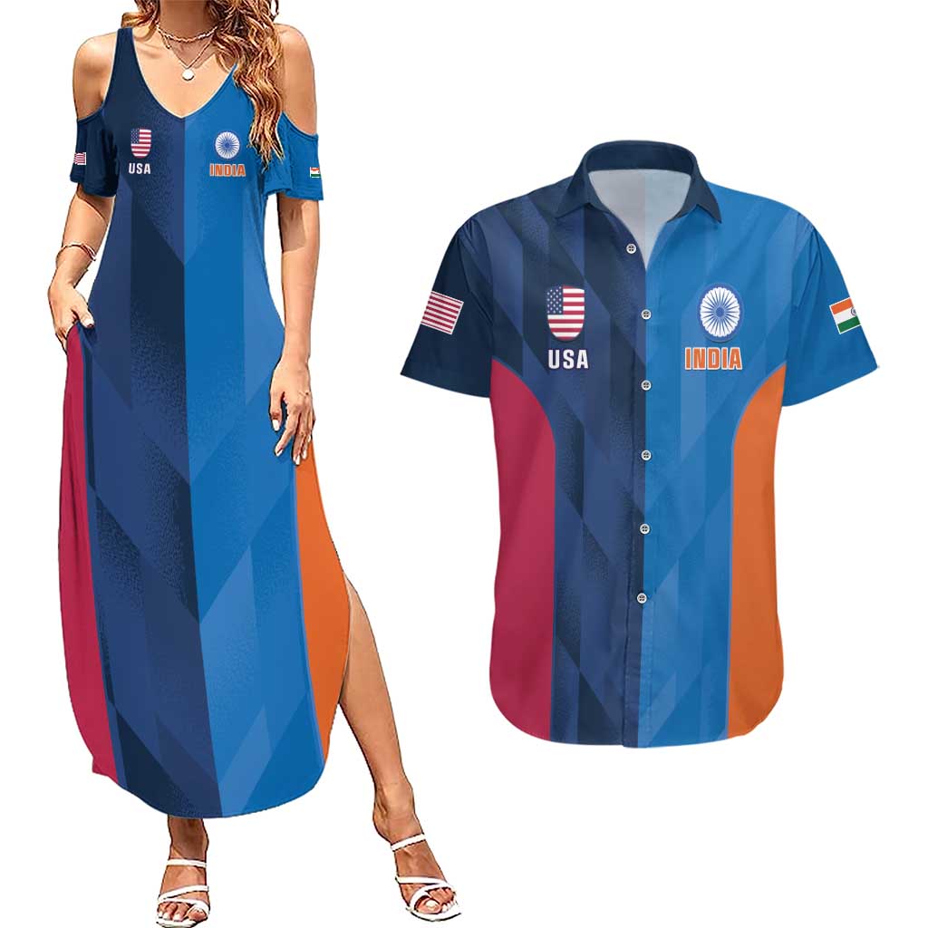 Custom USA and India Cricket Couples Matching Summer Maxi Dress and Hawaiian Shirt 2024 Together Dynamic Style - Wonder Print Shop