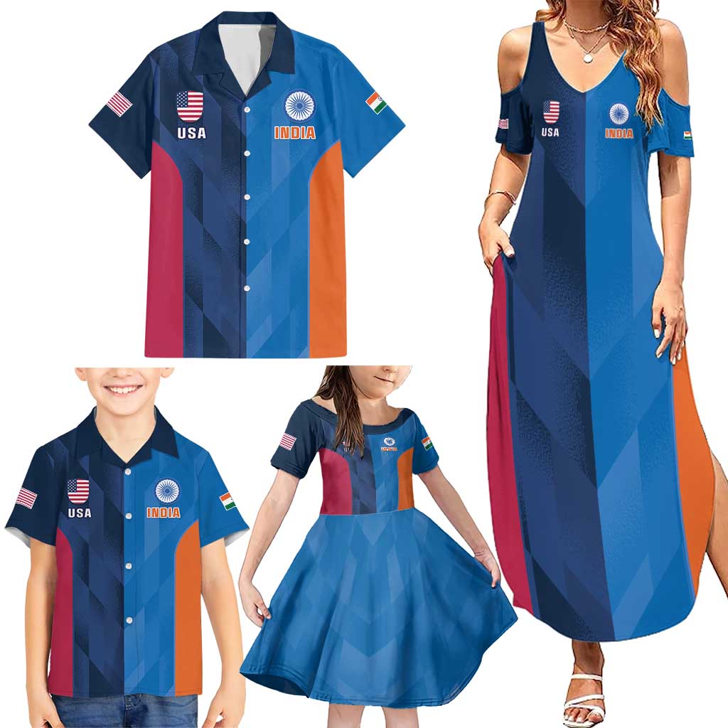 Custom USA and India Cricket Family Matching Summer Maxi Dress and Hawaiian Shirt 2024 Together Dynamic Style - Wonder Print Shop