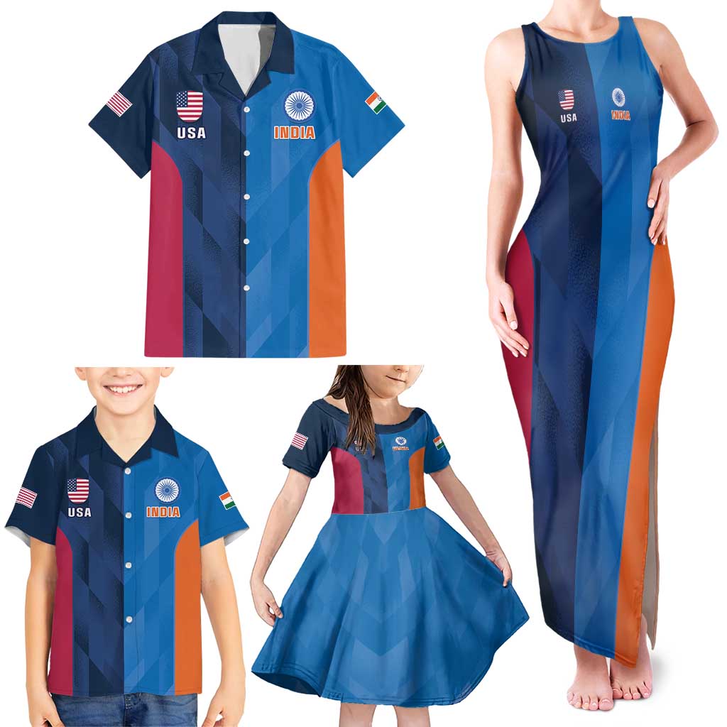 Custom USA and India Cricket Family Matching Tank Maxi Dress and Hawaiian Shirt 2024 Together Dynamic Style - Wonder Print Shop