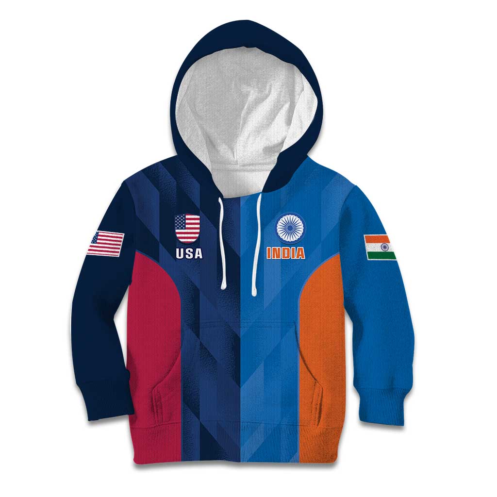 Custom USA and India Cricket Kid Hoodie 2024 Together Dynamic Style - Wonder Print Shop