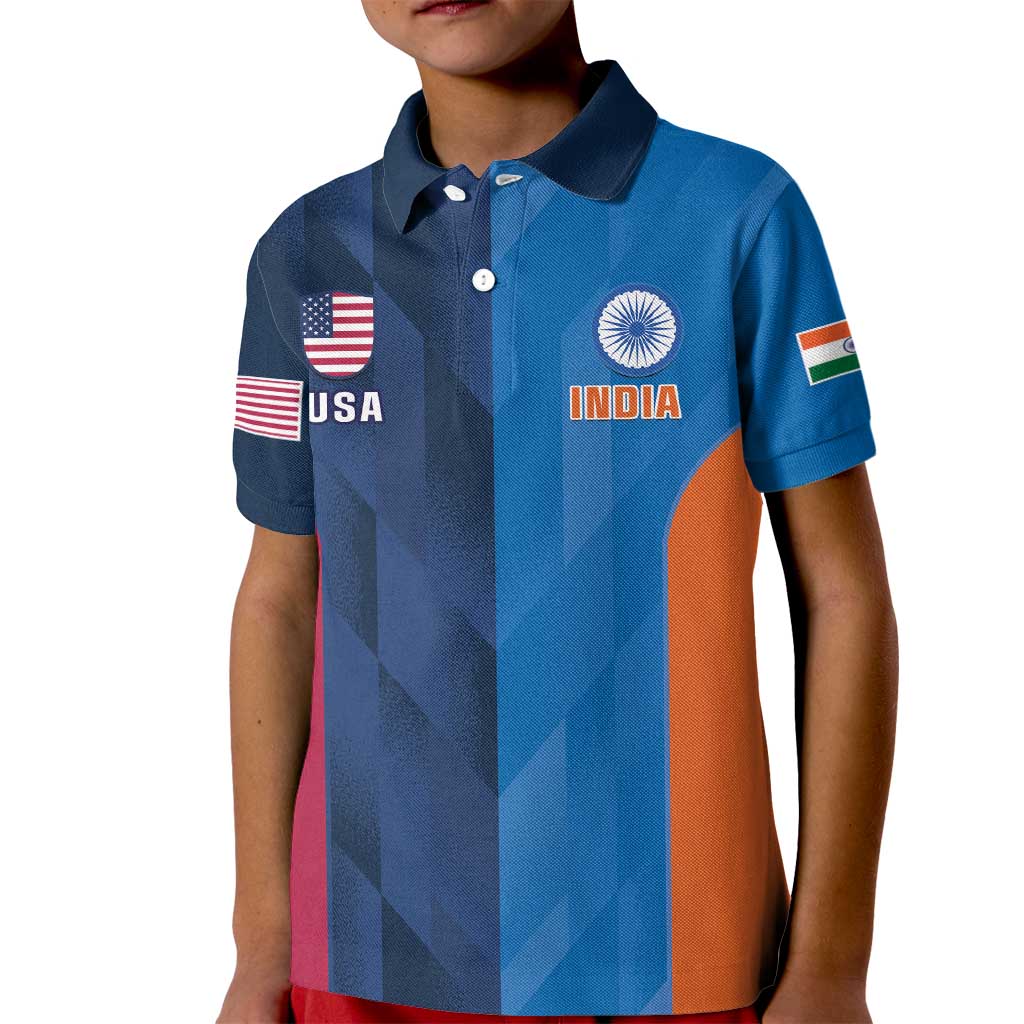 Custom USA and India Cricket Kid Polo Shirt 2024 Together Dynamic Style - Wonder Print Shop