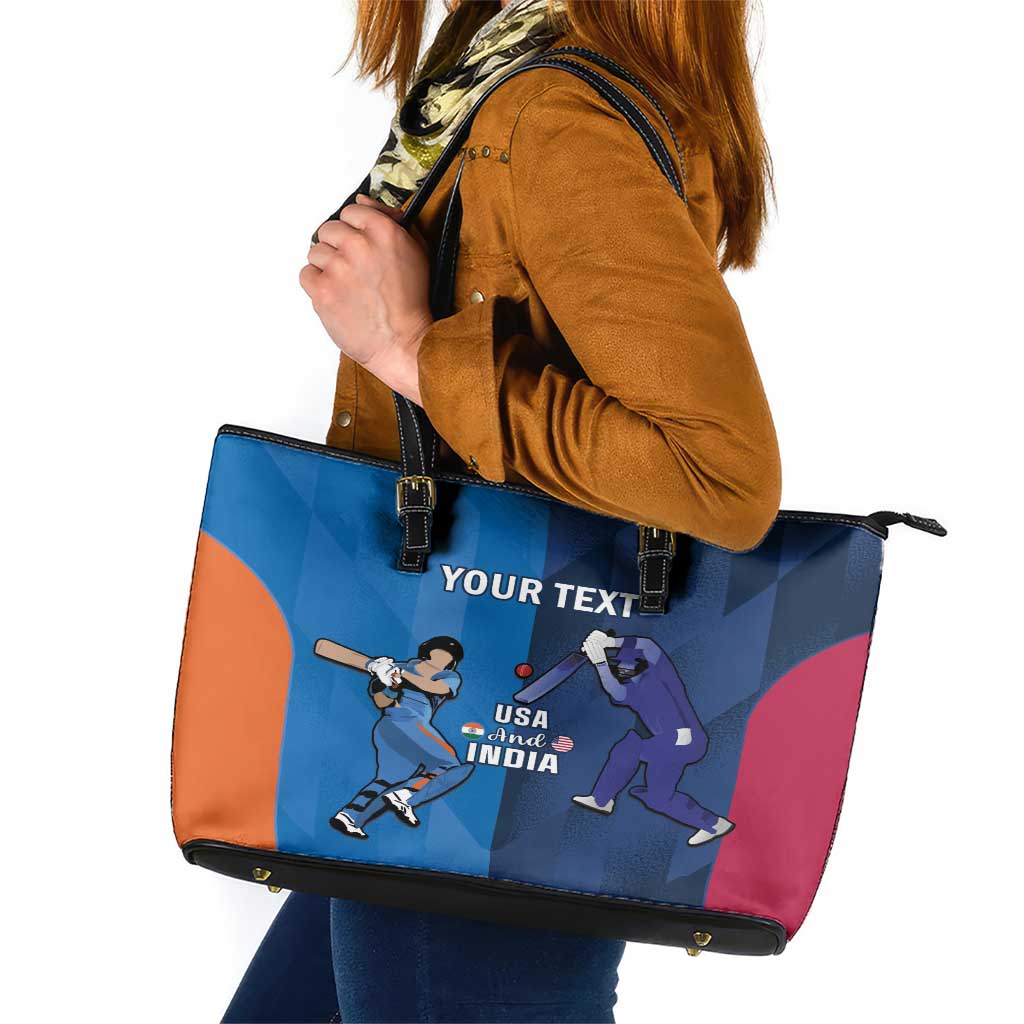 Custom USA and India Cricket Leather Tote Bag 2024 Together Dynamic Style - Wonder Print Shop