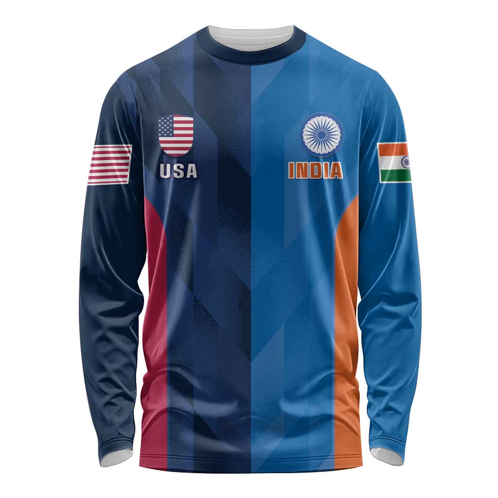 Custom USA and India Cricket Long Sleeve Shirt 2024 Together Dynamic Style - Wonder Print Shop