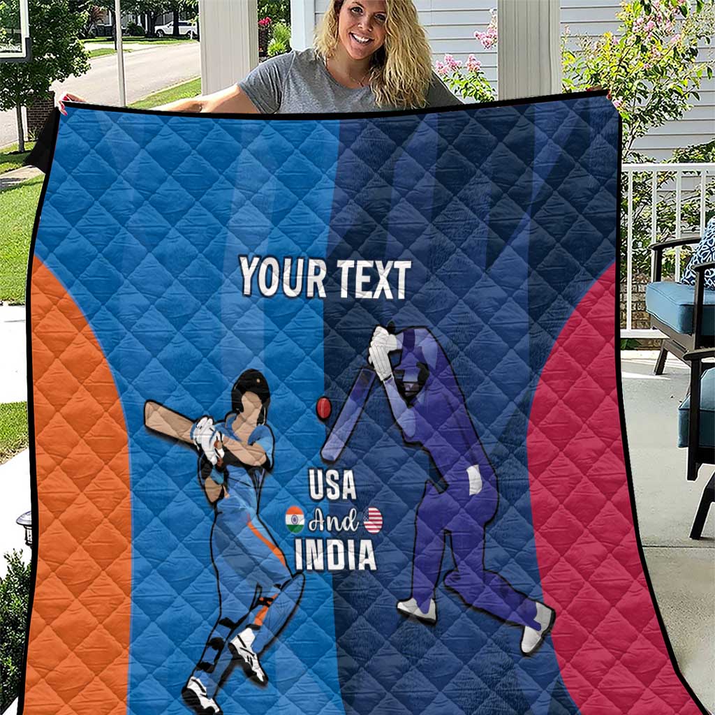 Custom USA and India Cricket Quilt 2024 Together Dynamic Style