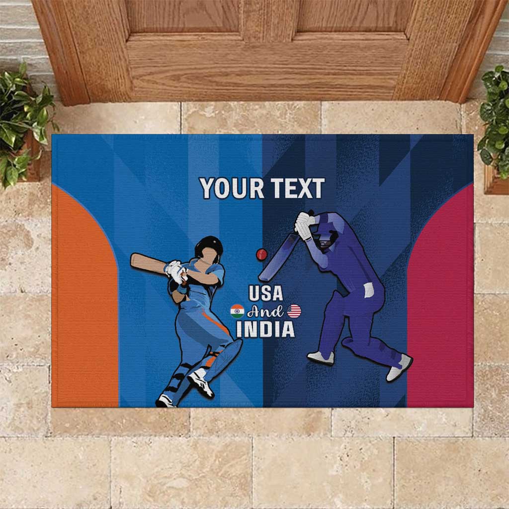 Custom USA and India Cricket Rubber Doormat 2024 Together Dynamic Style