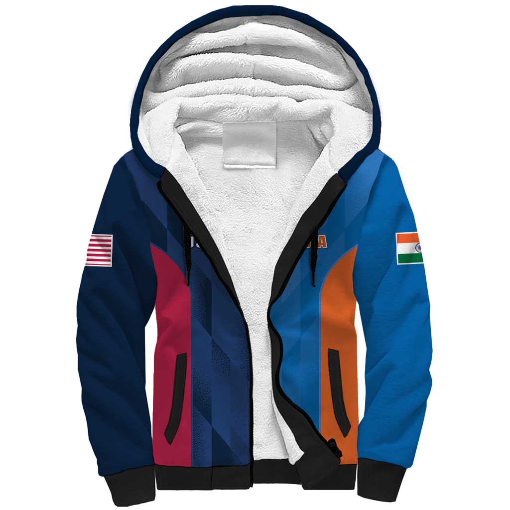 Custom USA and India Cricket Sherpa Hoodie 2024 Together Dynamic Style