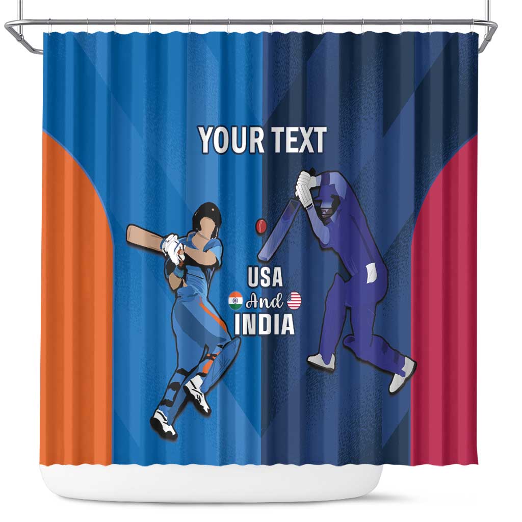 Custom USA and India Cricket Shower Curtain 2024 Together Dynamic Style