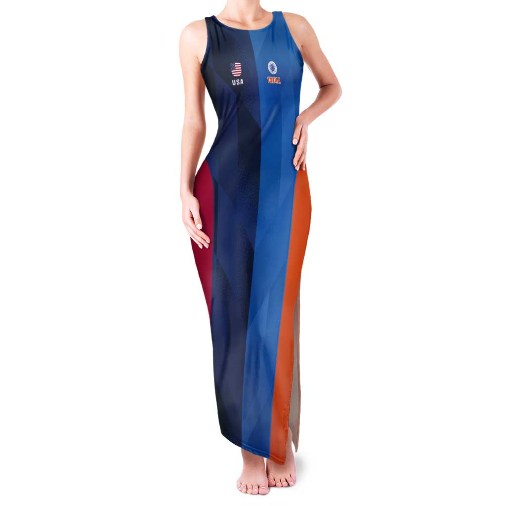 Custom USA and India Cricket Tank Maxi Dress 2024 Together Dynamic Style