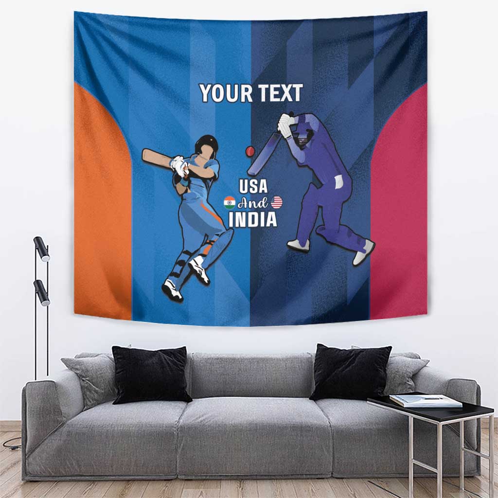 Custom USA and India Cricket Tapestry 2024 Together Dynamic Style