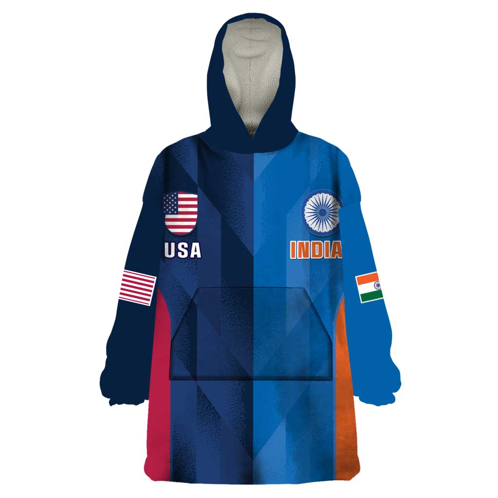 Custom USA and India Cricket Wearable Blanket Hoodie 2024 Together Dynamic Style