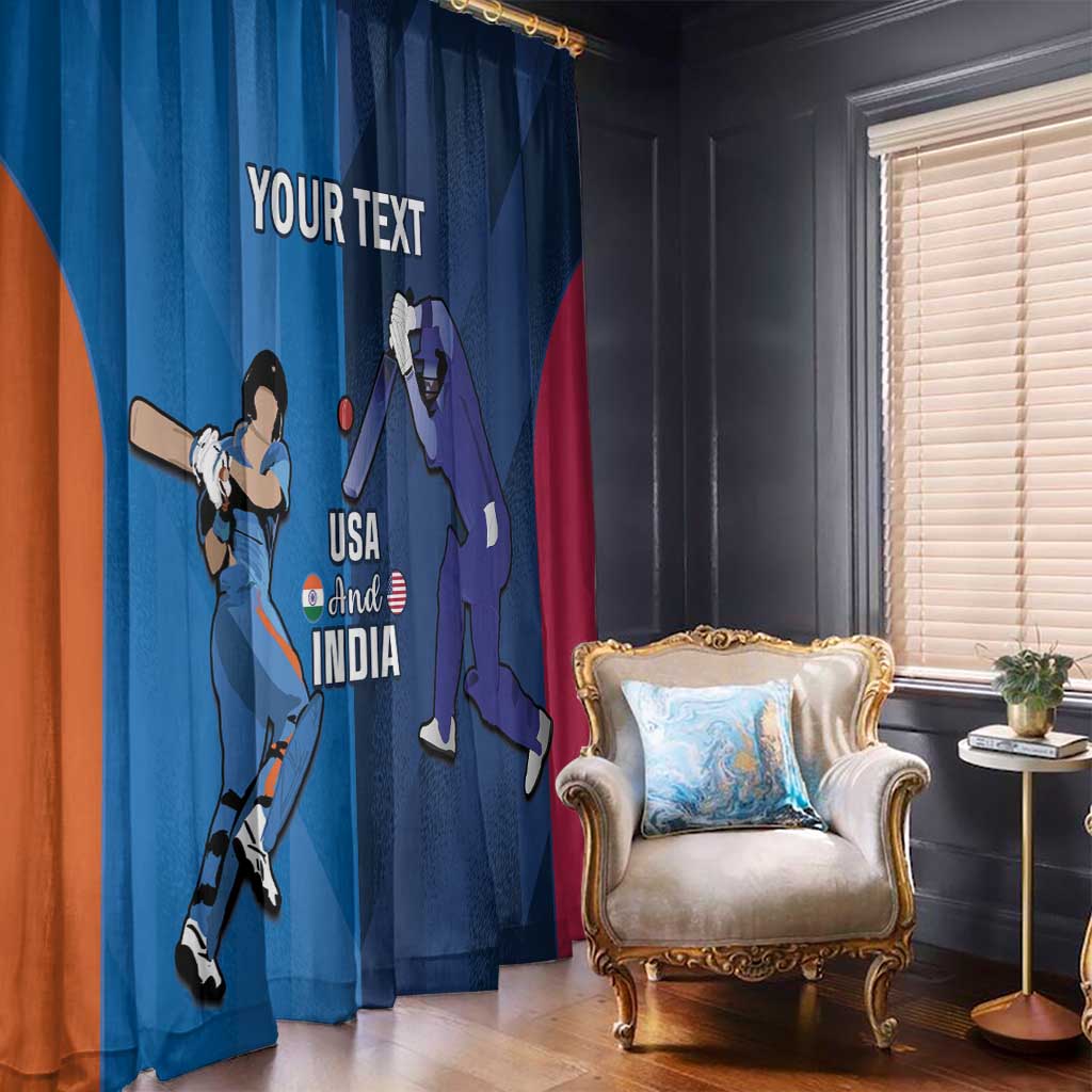 Cricket-themed window curtain panel in blue with a player graphic and multicolor border