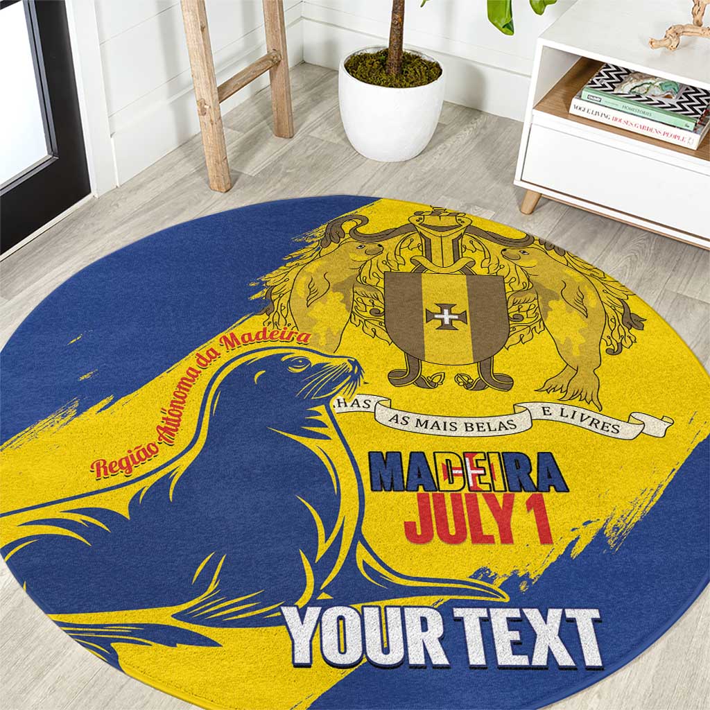Personalised Maderia Day Round Carpet July 1 Monk Seal Grunge Style - Wonder Print Shop