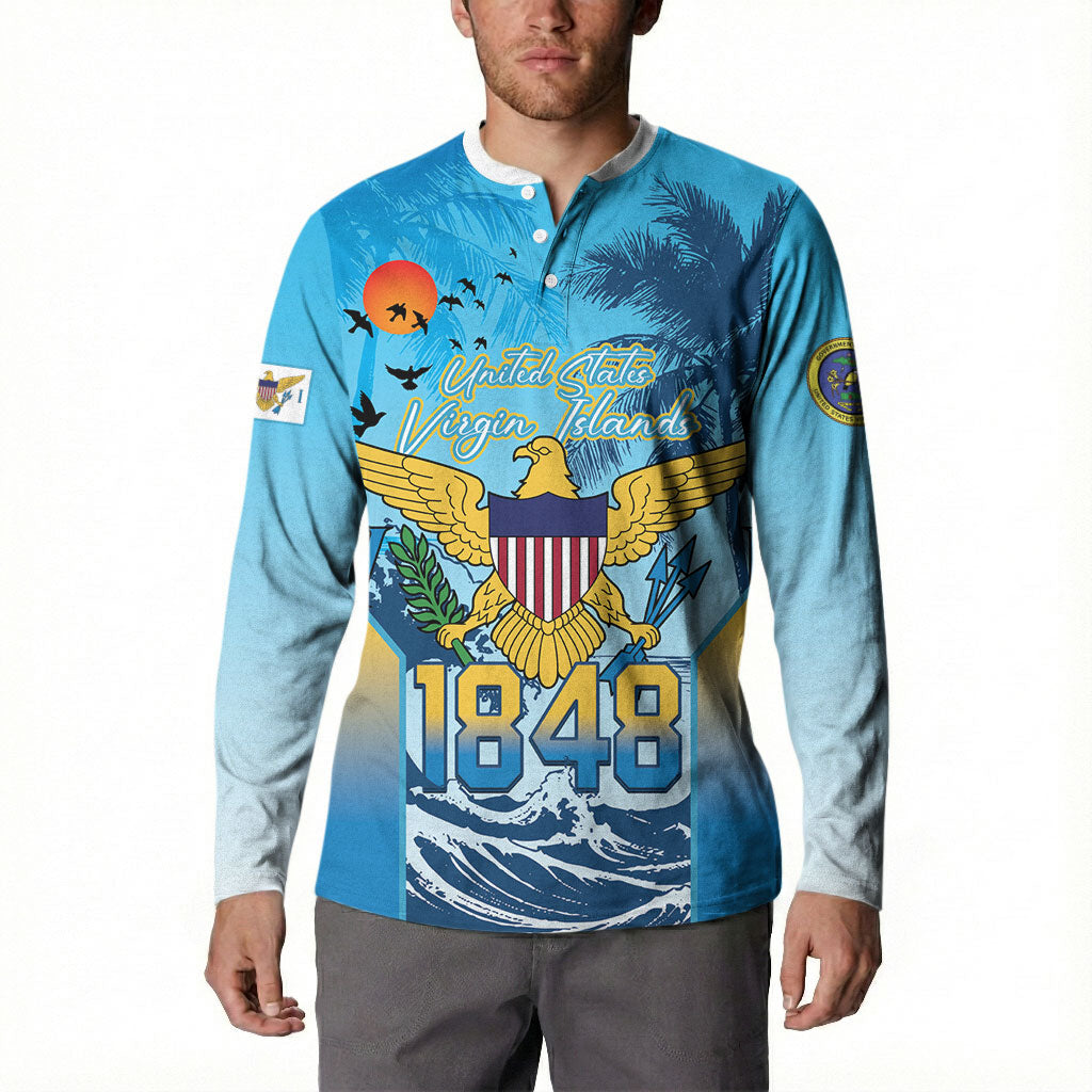 US Virgin Islands Independence Day Personalized Button Sweatshirt 1848 Proud Palm Tropical Style