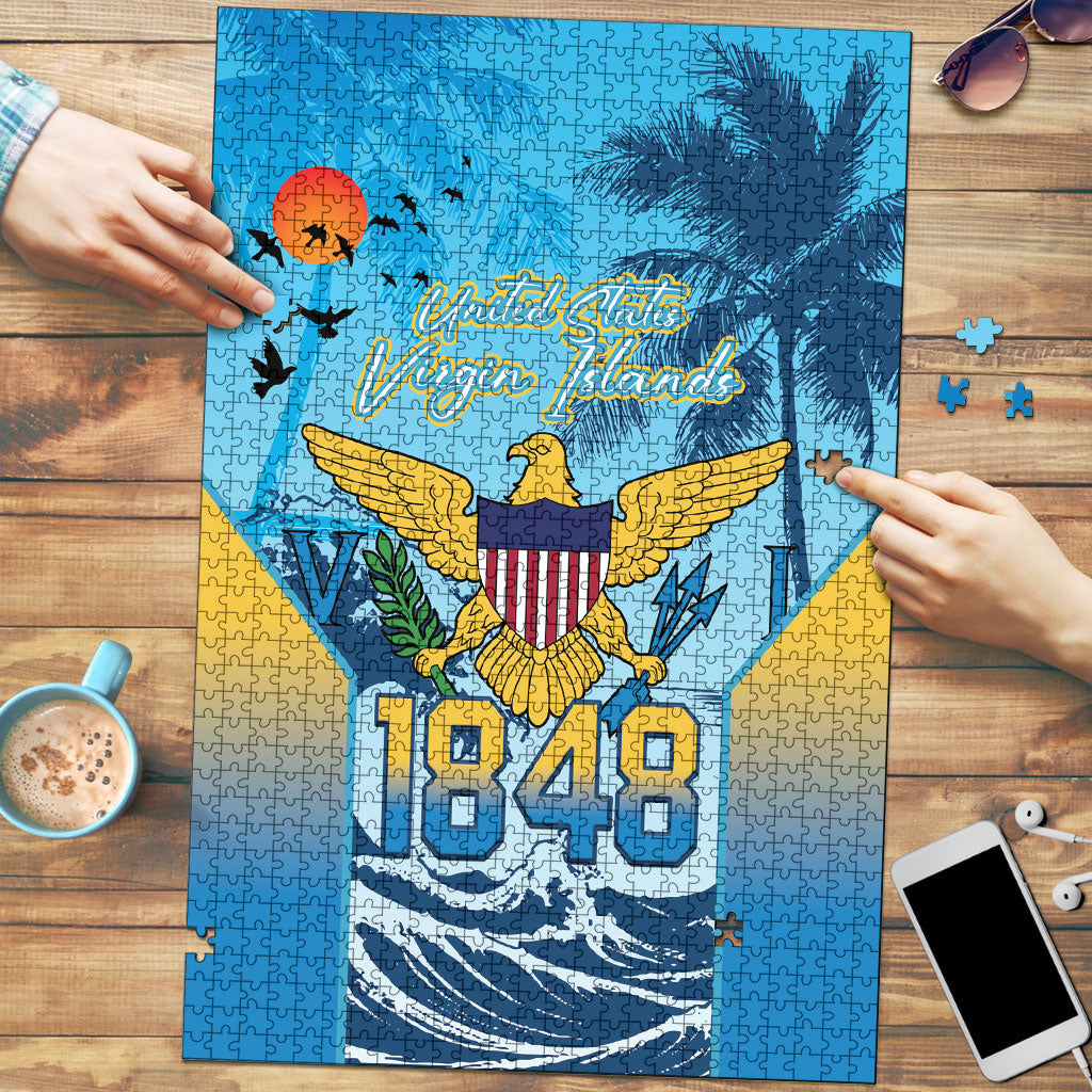 US Virgin Islands Independence Day Puzzle 1848 Proud Palm Tropical Style