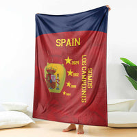 Spain football blanket hanging, red and navy with SPAIN lettering, stars, and team crest