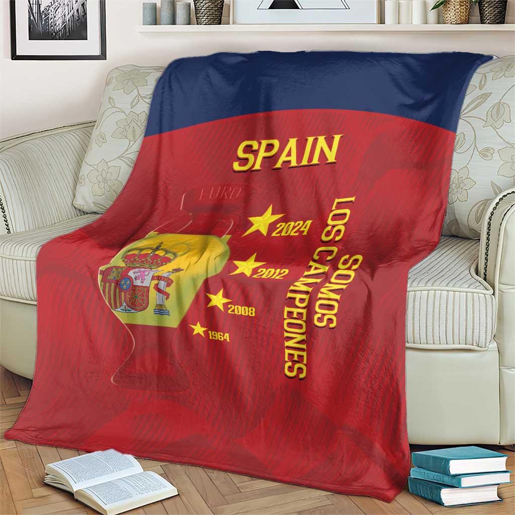 Spain football blanket in red and navy with SPAIN lettering, stars, and team crest