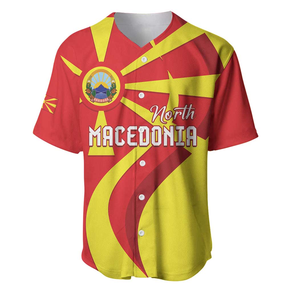 North Macedonia National Day Baseball Jersey Happy 33rd Anniversary Flag Style - Wonder Print Shop