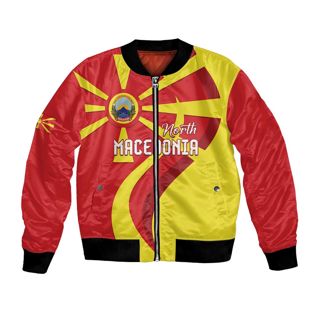 North Macedonia National Day Bomber Jacket Happy 33rd Anniversary Flag Style - Wonder Print Shop