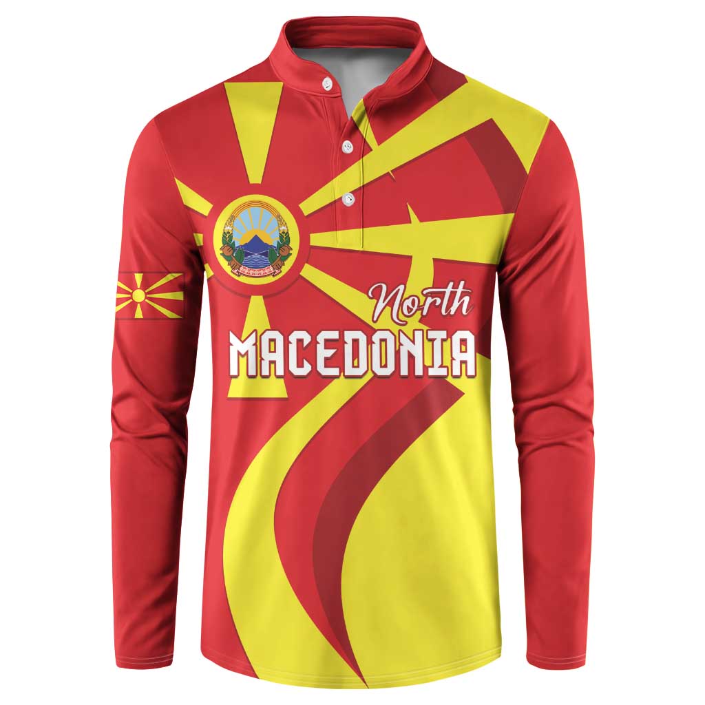 North Macedonia National Day Button Sweatshirt Happy 33rd Anniversary Flag Style - Wonder Print Shop