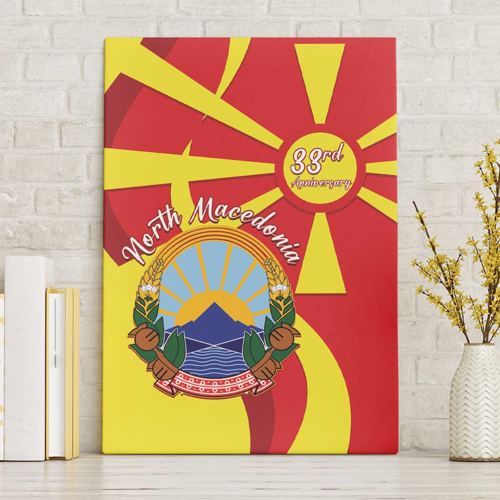 North Macedonia National Day Canvas Wall Art Happy 33rd Anniversary Flag Style - Wonder Print Shop