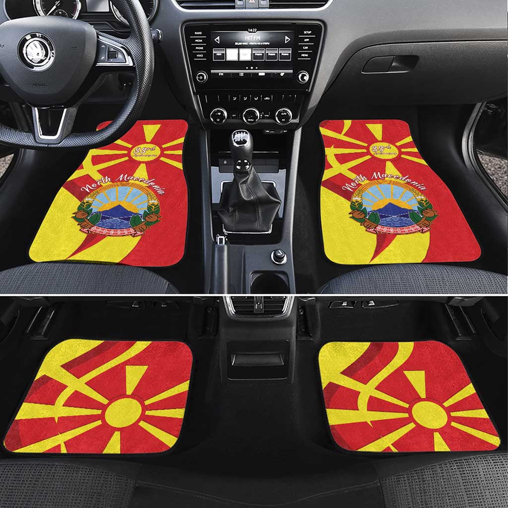 North Macedonia National Day Car Mats Happy 33rd Anniversary Flag Style - Wonder Print Shop