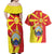 North Macedonia National Day Couples Matching Off Shoulder Maxi Dress and Hawaiian Shirt Happy 33rd Anniversary Flag Style - Wonder Print Shop